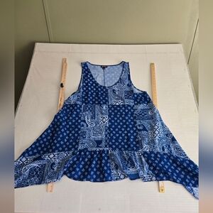 Soft Focus Women's Flared Summer Dress Blue Floral Large 18/20